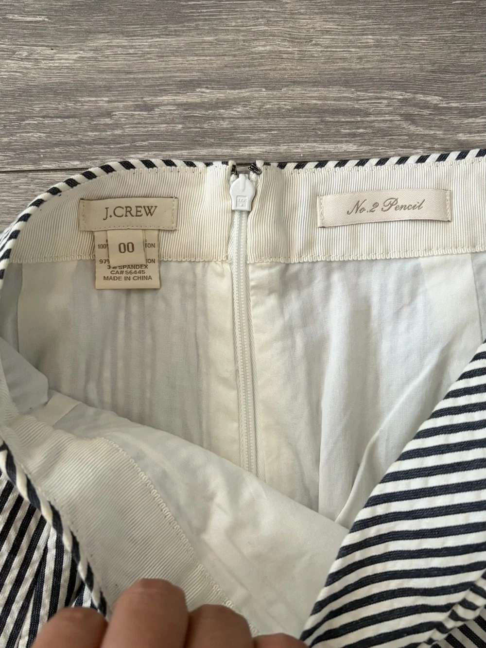 J. Crew Black and White Vertical Stripe Pencil Skirt